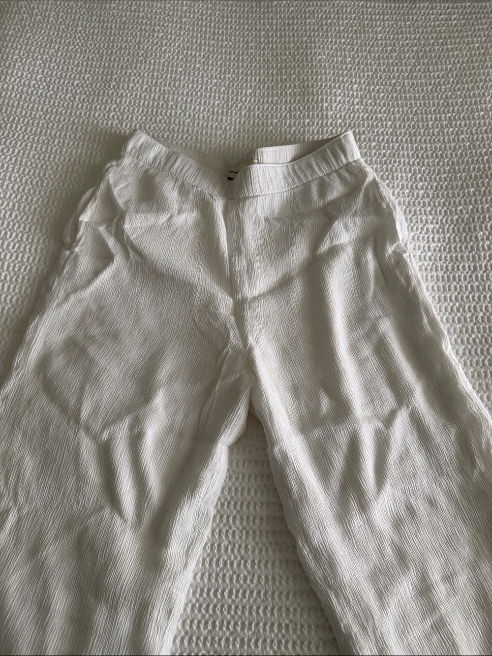 Womens White Lightweight Textured Pants